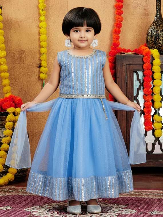 girls embellished lehenga choli with dupatta set