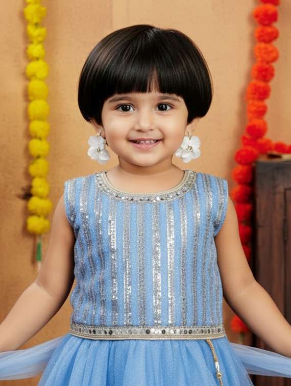 girls embellished lehenga choli with dupatta set - 22265720 -  Standard Image - 3