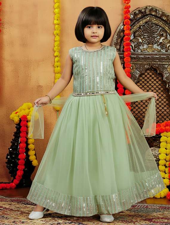 girls embroidered lehenga choli with dupatta set