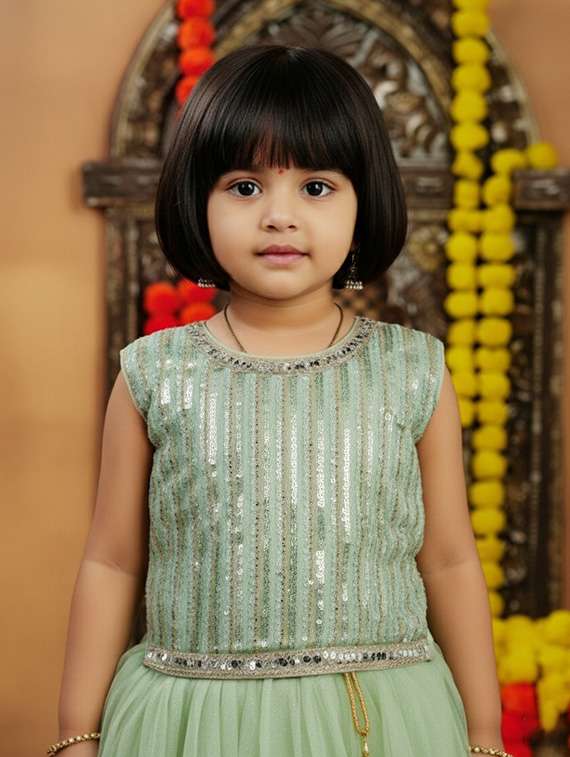 girls embroidered lehenga choli with dupatta set - 22265721 -  Standard Image - 3