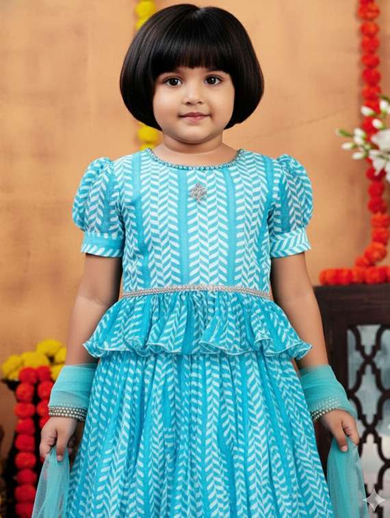 girls printed lehenga choli with dupatta set - 22265729 -  Standard Image - 3