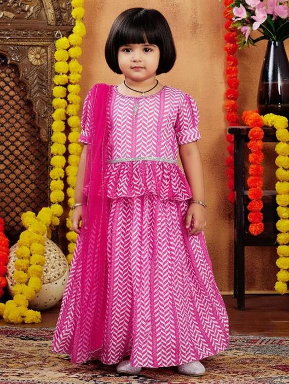 girls printed lehenga choli with dupatta set
