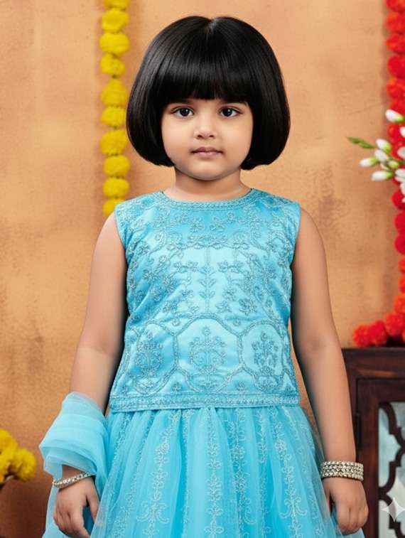 girls embroidered lehenga choli with dupatta set - 22265732 -  Standard Image - 3