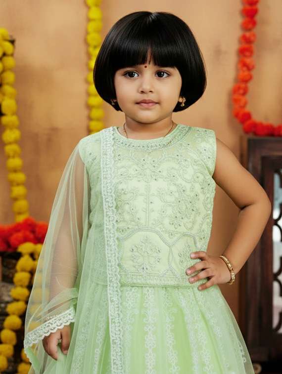 girls embroidered lehenga choli with dupatta set - 22265734 -  Standard Image - 3