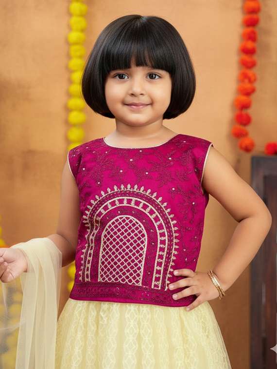girls embroidered lehenga choli with dupatta set - 22265735 -  Standard Image - 3