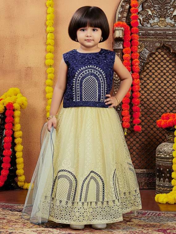 girls embroidered lehenga choli with dupatta set
