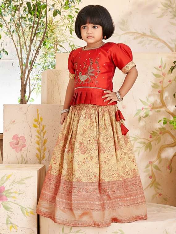 girls embroidered lehenga and choli set