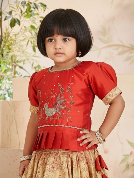 girls embroidered lehenga and choli set - 22265739 -  Standard Image - 3