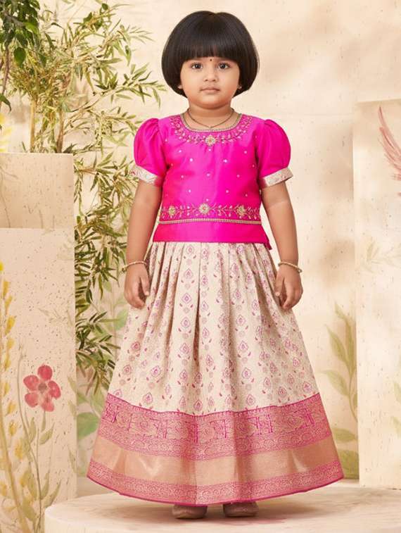 girls embroidered lehenga and choli set