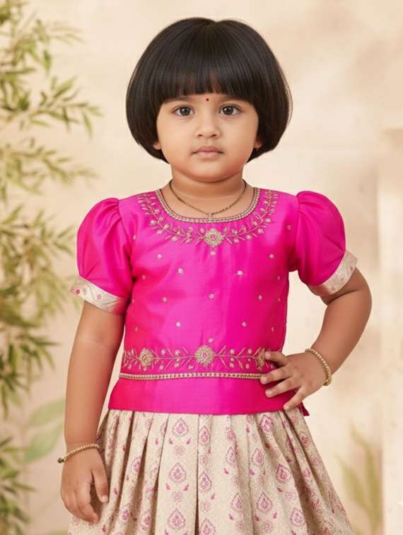 Girls Embroidered Lehenga And Choli Set - 22265741 -  Standard Image - 3