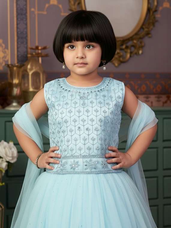 girls embroidered lehenga choli with dupatta set - 22265742 -  Standard Image - 3