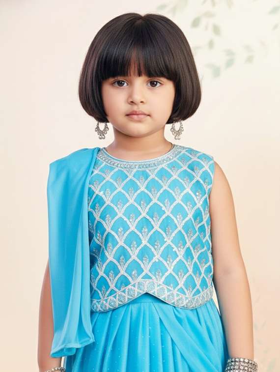 girls embroidered lehenga choli with dupatta set - 22265747 -  Standard Image - 3