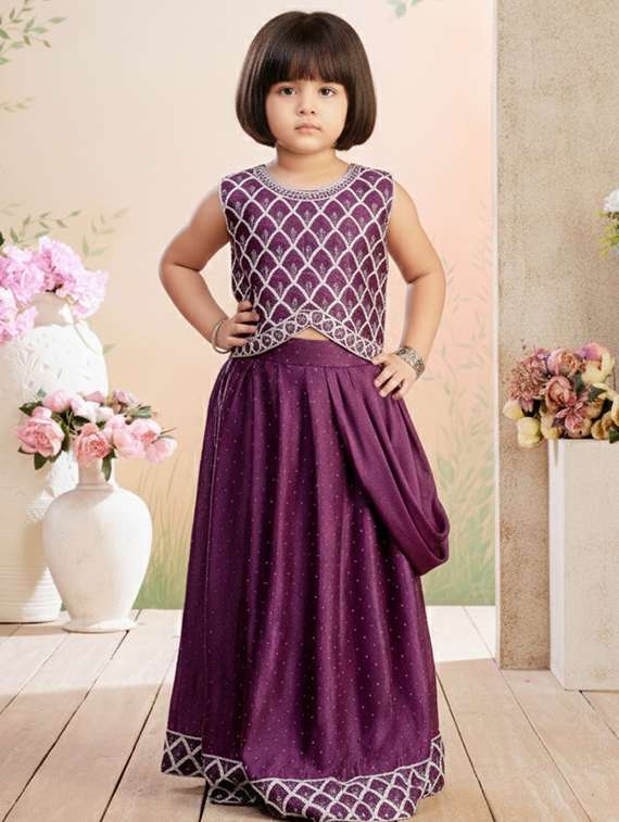 girls embroidered lehenga and choli set
