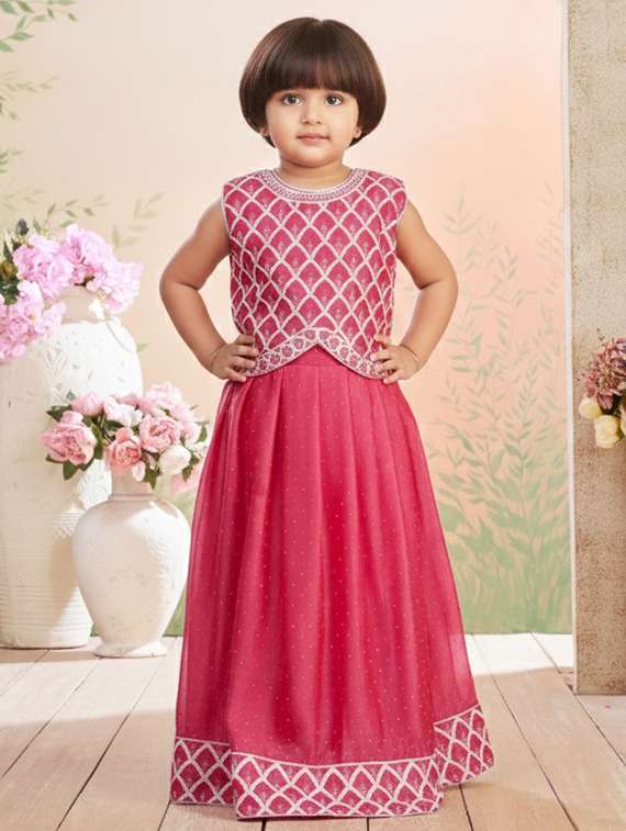 girls embroidered lehenga and choli set
