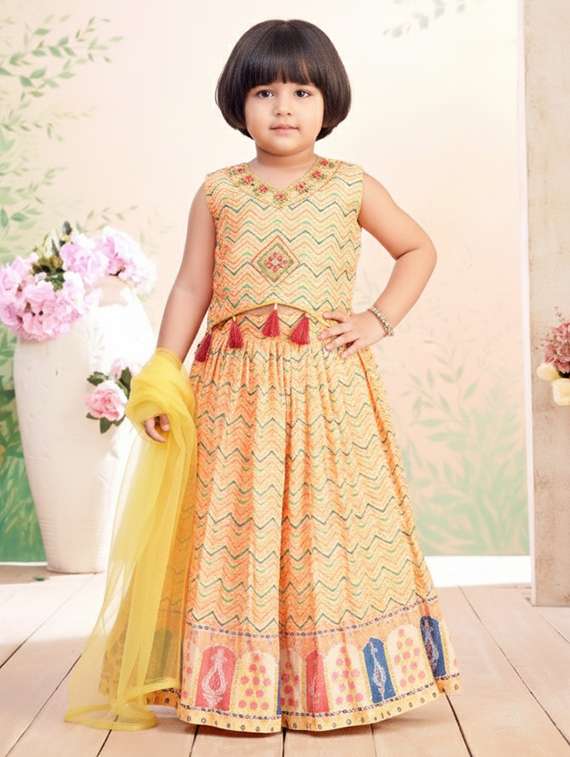 girls printed lehenga choli with dupatta set
