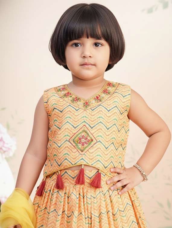 girls printed lehenga choli with dupatta set - 22265750 -  Standard Image - 3