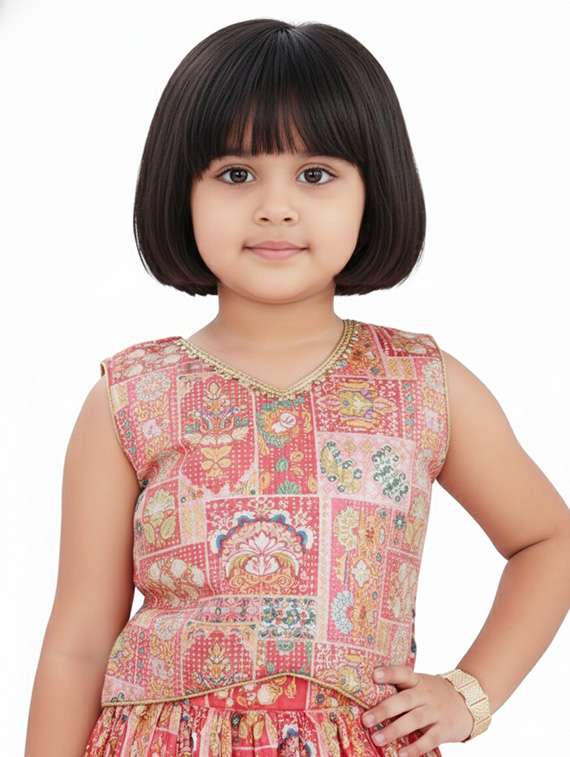 girls printed lehenga choli with dupatta set - 22265765 -  Standard Image - 3