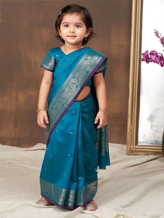 girls bordered ready to wear saree