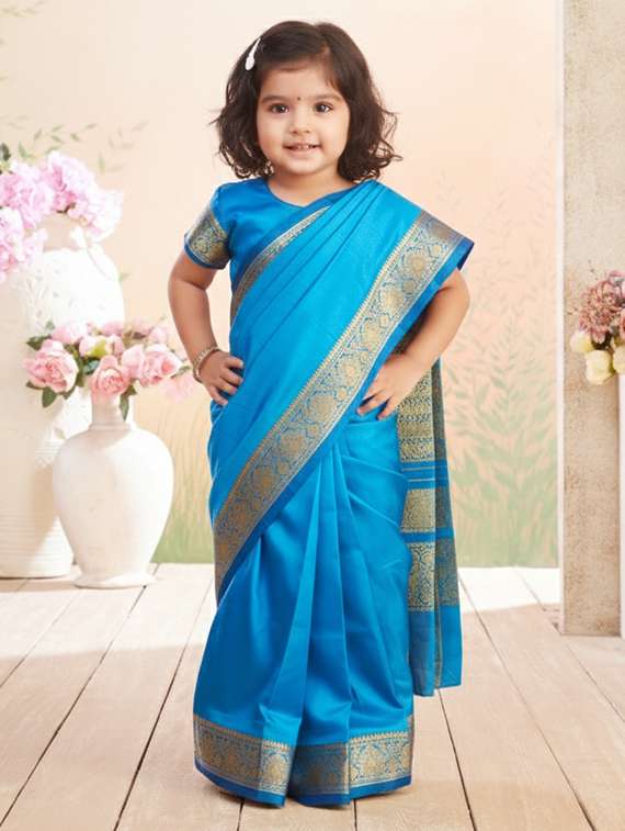 girls bordered ready to wear saree