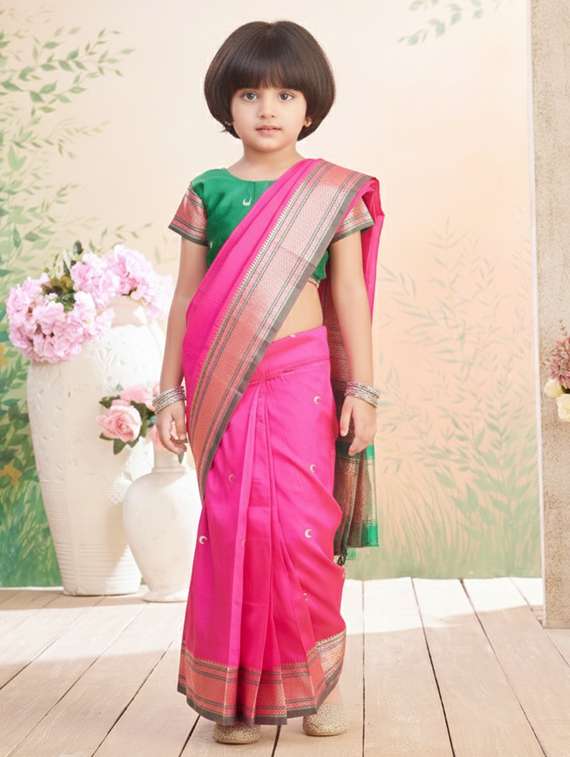 girls bordered ready to wear saree