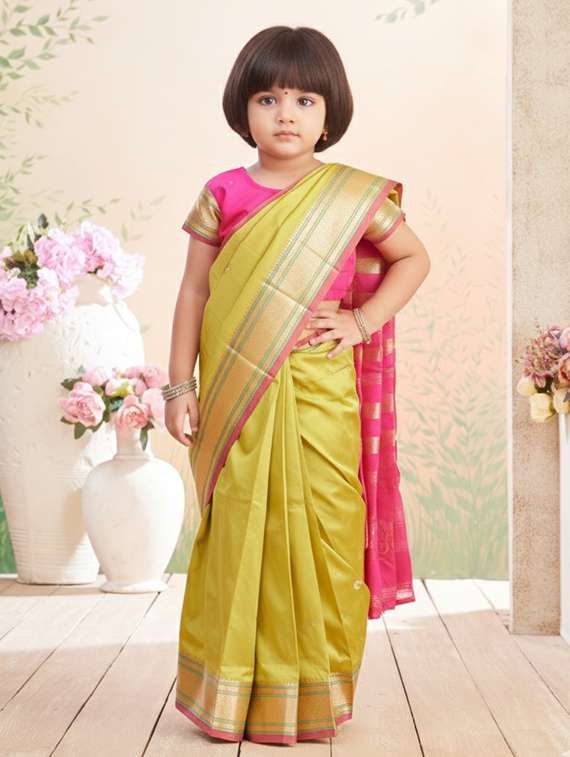 girls bordered ready to wear saree