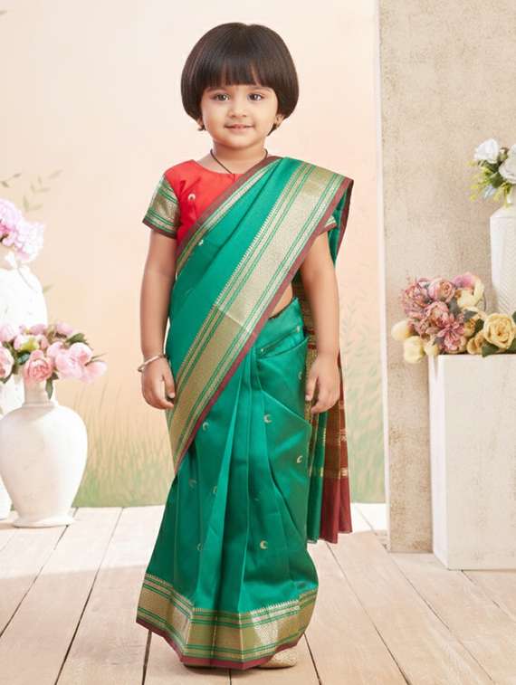 girls bordered ready to wear saree