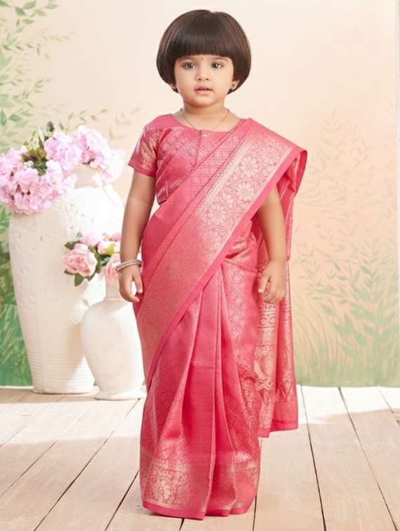 girls bordered ready to wear saree