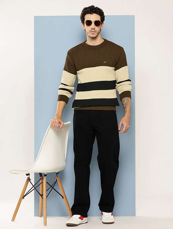 men color block long sleeve regular fit pullover - 22265789 -  Standard Image - 3