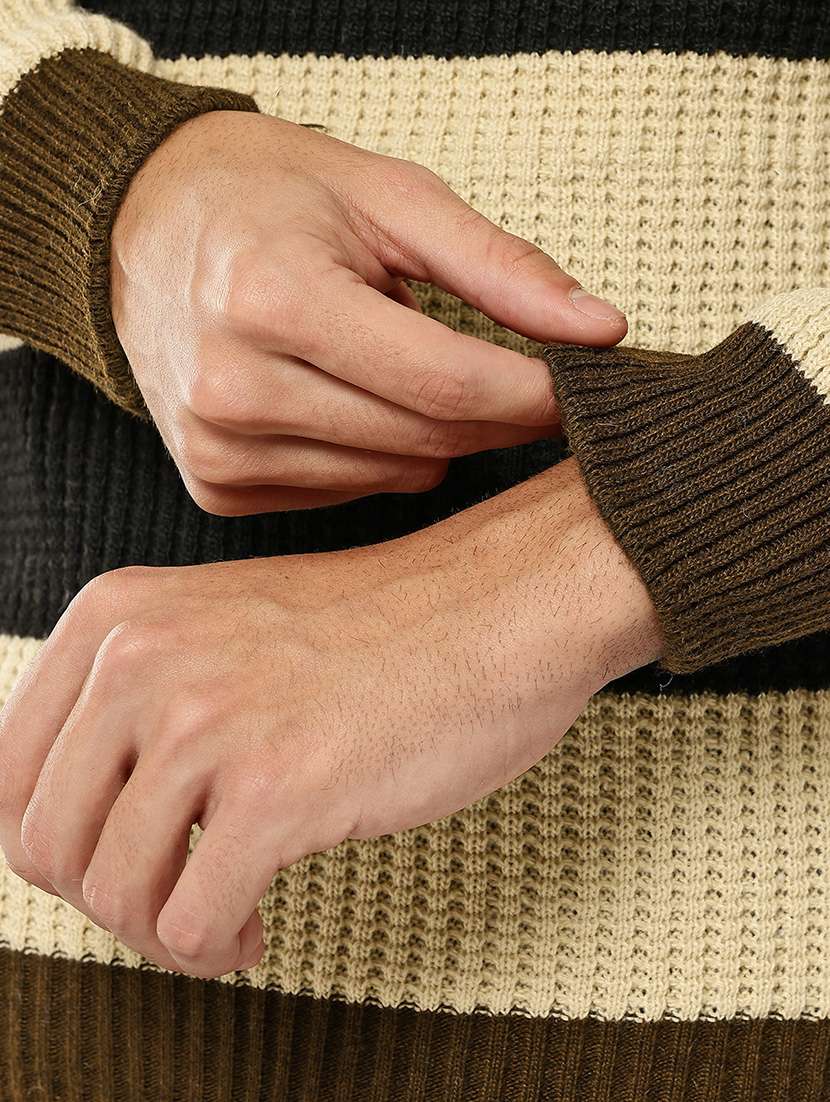 men color block long sleeve regular fit pullover - 22265789 -  Standard Image - 5