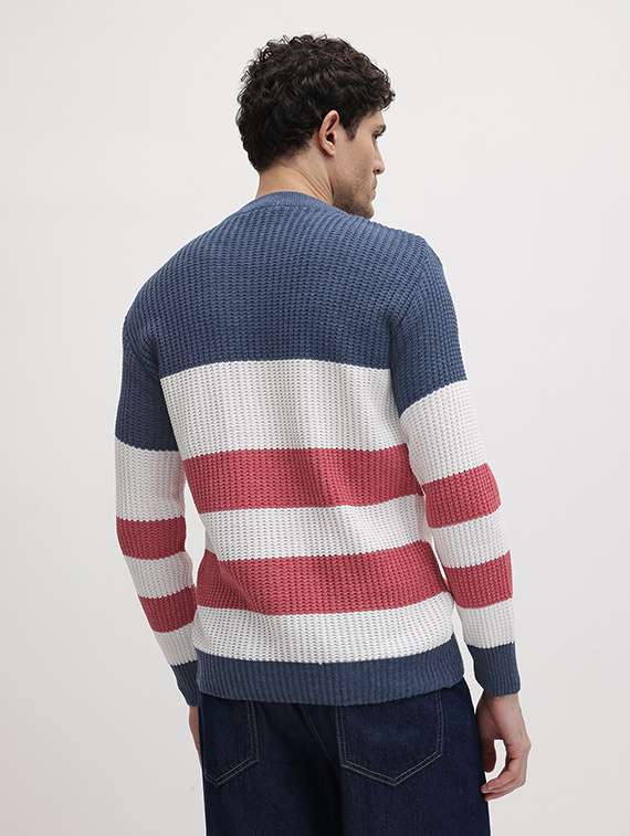 men color block long sleeve regular fit pullover - 22265790 -  Standard Image - 3