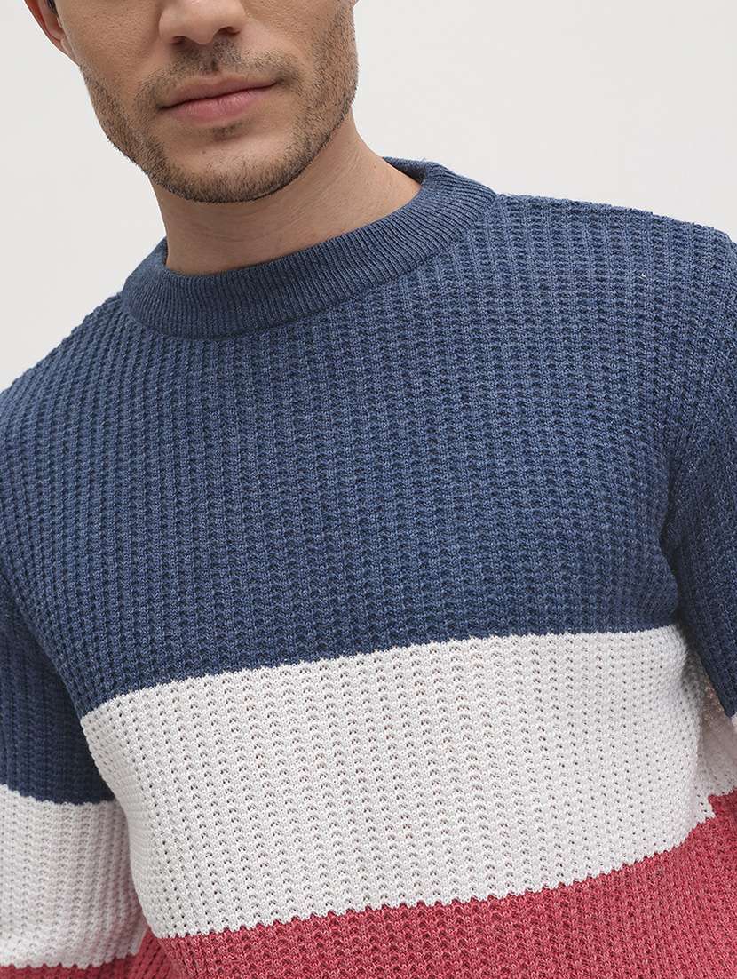 men color block long sleeve regular fit pullover - 22265790 -  Standard Image - 5