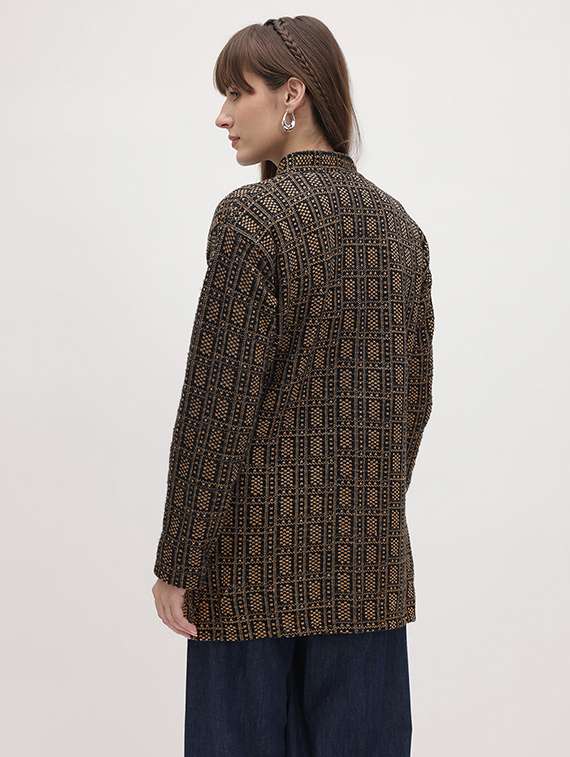 women self designed long sleeve cardigan - 22265792 -  Standard Image - 3