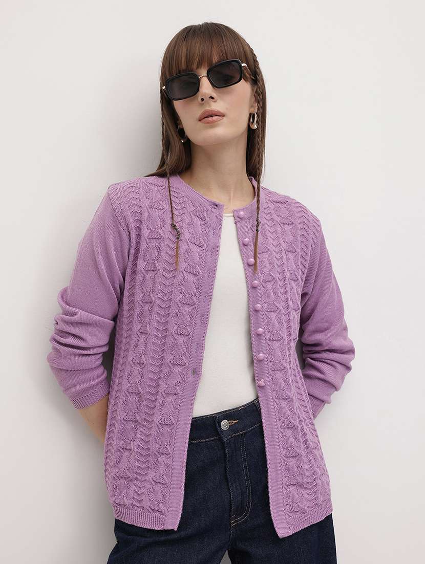 women self designed long sleeve cardigan