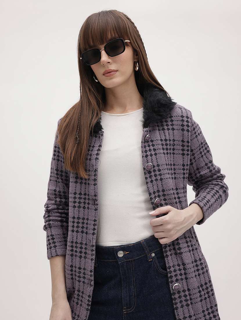 women self designed long sleeve cardigan