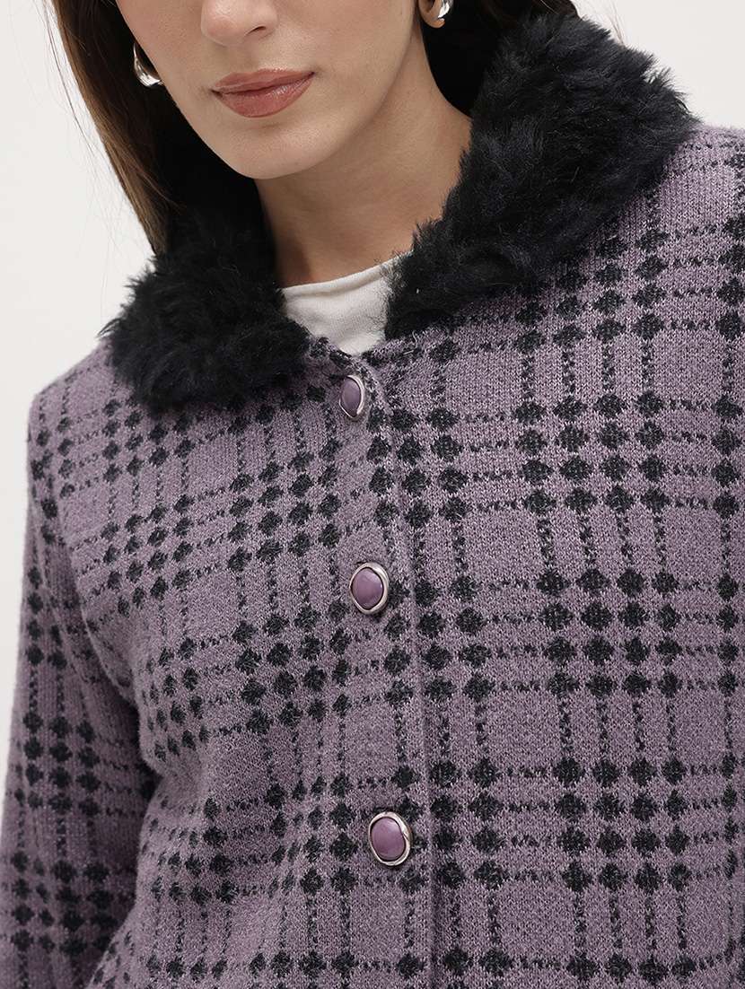 women self designed long sleeve cardigan - 22265794 -  Standard Image - 5