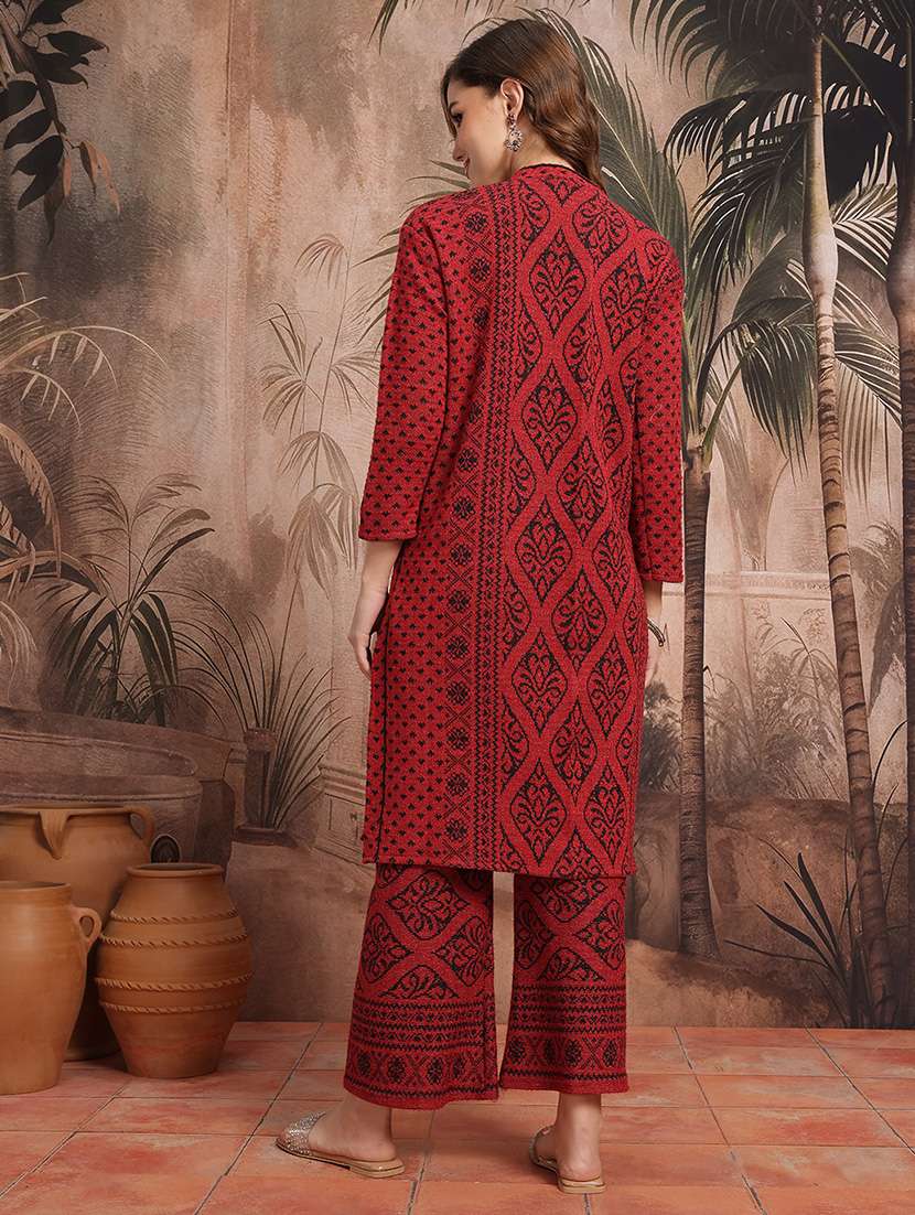 women self design long sleeve kurta pant set - 22265797 -  Standard Image - 3