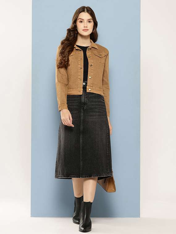 women solid long sleeve denim jacket - 22265810 -  Standard Image - 3