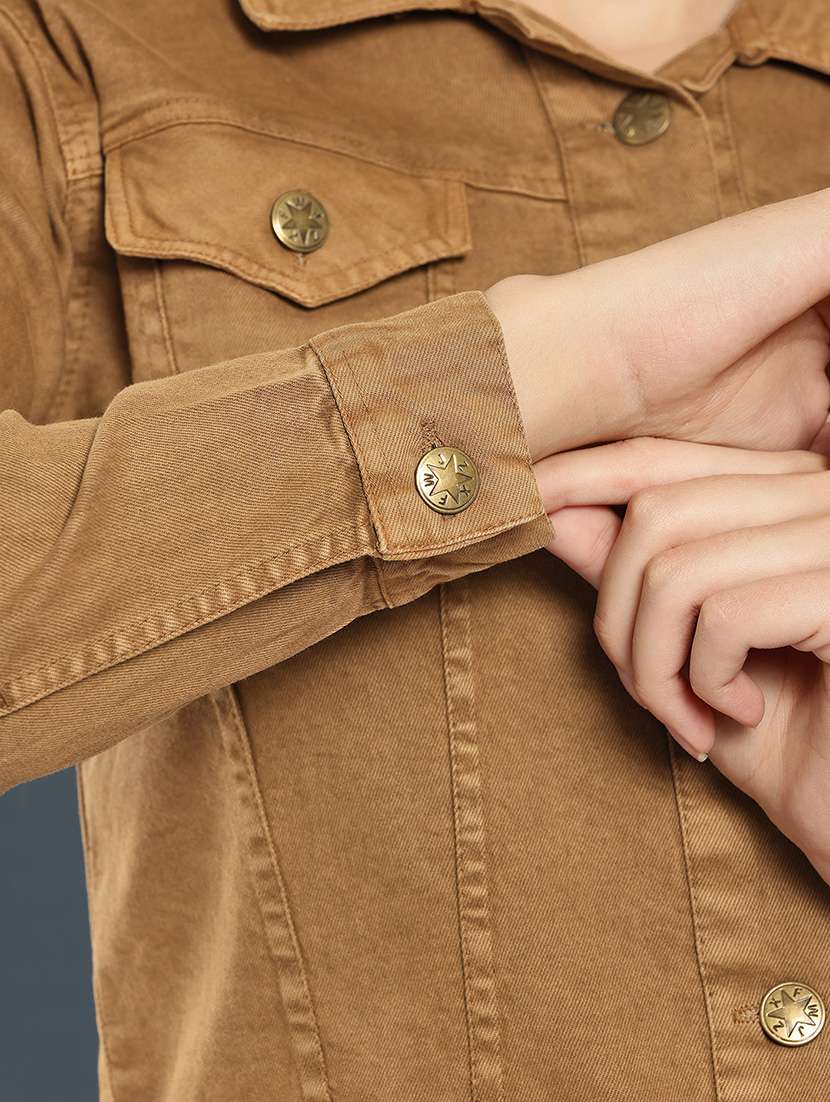 women solid long sleeve denim jacket - 22265810 -  Standard Image - 5