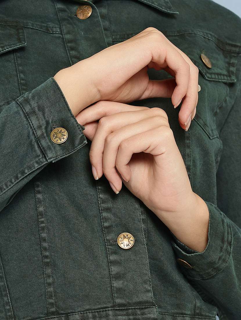 women solid long sleeve denim jacket - 22265811 -  Standard Image - 5