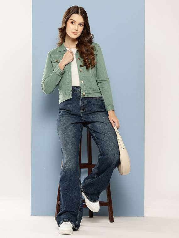 women solid long sleeve denim jacket - 22265812 -  Standard Image - 3