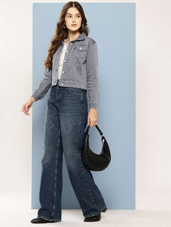 women solid long sleeve denim jacket - 22265815 -  Standard Image - 3