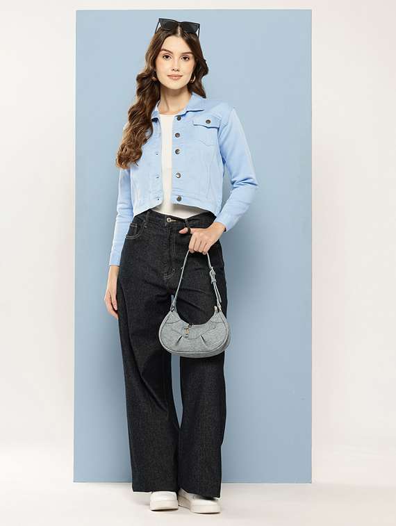 women solid long sleeve denim jacket - 22265817 -  Standard Image - 3