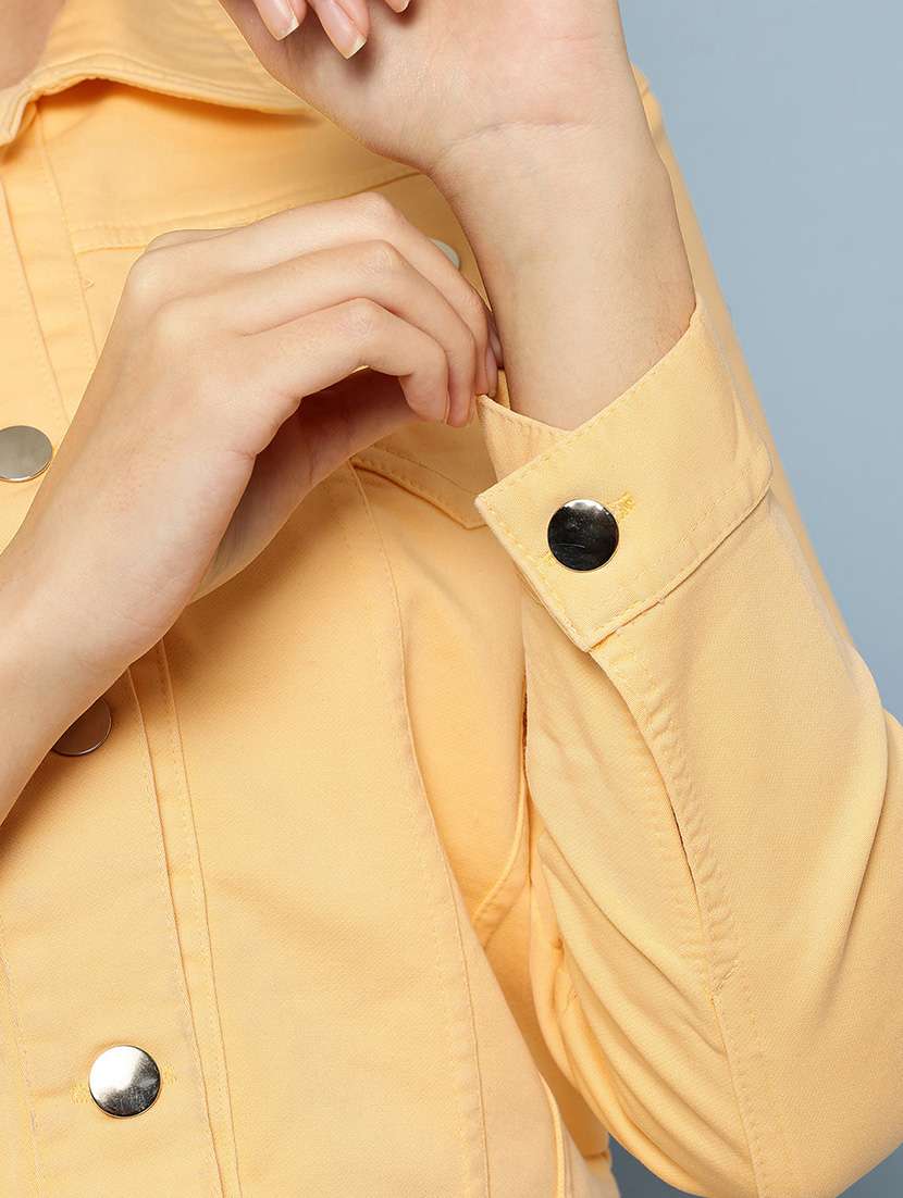 women solid long sleeve denim jacket - 22265818 -  Standard Image - 5