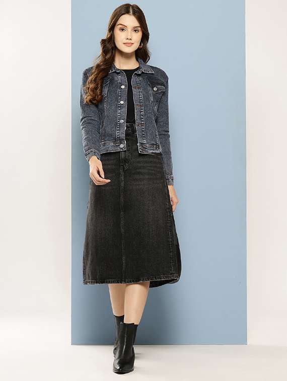 women solid long sleeve denim jacket - 22265820 -  Standard Image - 3