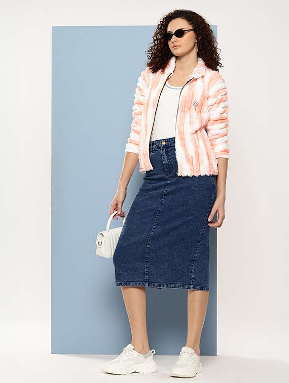 women printed long sleeve fur jacket - 22265823 -  Standard Image - 3