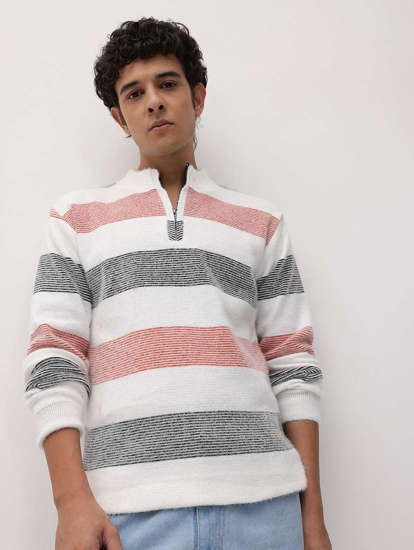 men color block long sleeve regular fit pullover