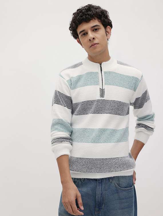 men color block long sleeve regular fit pullover