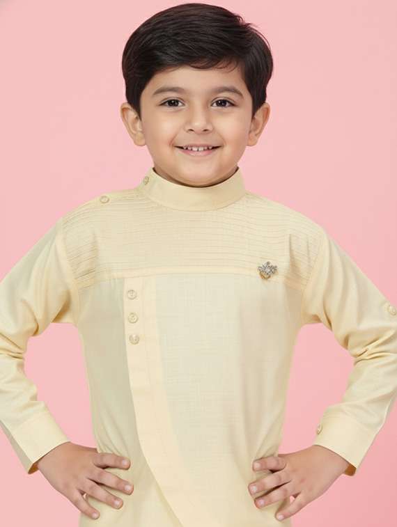 boys solid long sleeve asymmetric kurta - 22265833 -  Standard Image - 3
