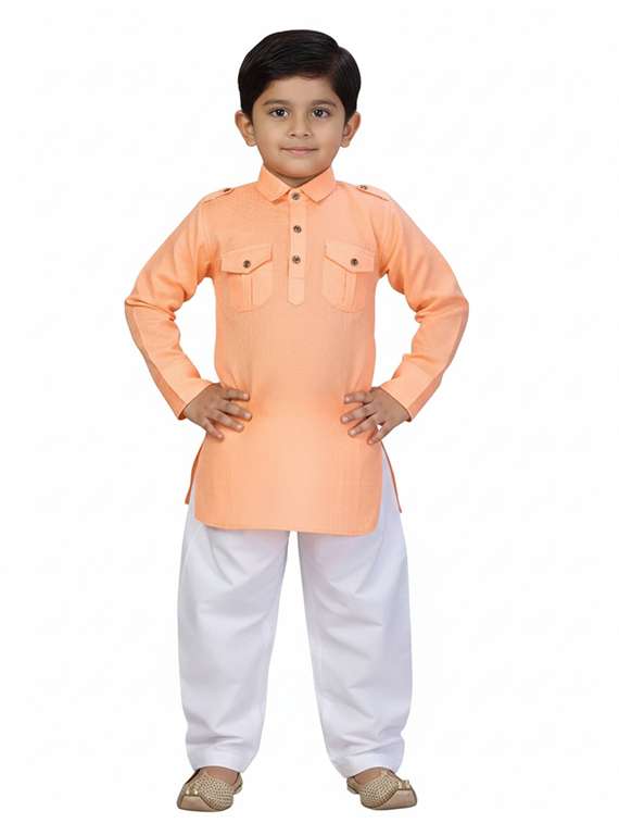 boys solid long sleeve pathani kurta