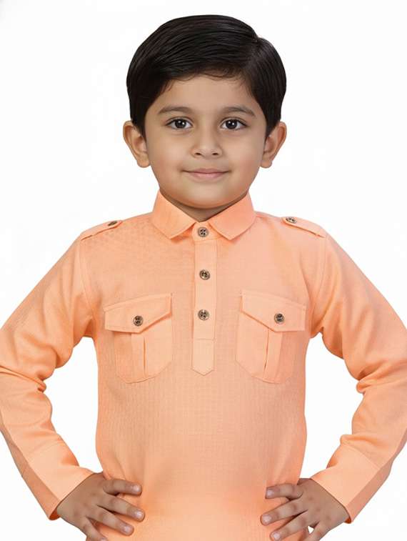 boys solid long sleeve pathani kurta - 22265836 -  Standard Image - 3